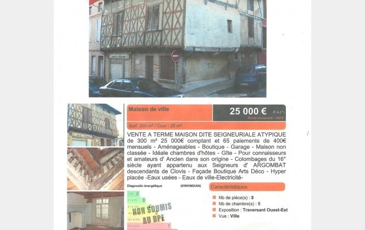 DU COTE IMMO : Maison / Villa | BEAUMONT-DE-LOMAGNE (82500) | 300 m2 | 45 000 € 